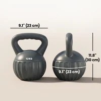 Soozier Kettlebell, 26 lbs Kettle Bell with Non-Slip Handle for Home Gym, Weight Lifting and Strength Training, Grey(m-3)
