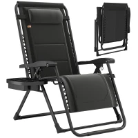 Outsunny Zero Gravity Chair, Reclining Outdoor Lounger Chair with Cup Holder, 400 LBS Capacity, Black(m-9)