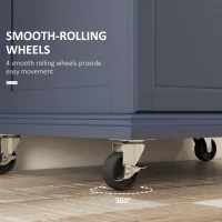 HOMCOM Kitchen Island with Wheels, Rolling Kitchen Island with Storage, Stainless Steel Countertop for Dining Room, Deep Blue(m-6)