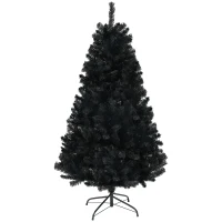HOMCOM 6ft Unlit Artificial Black Christmas Tree, Holiday Decor with 1000 Branch Tips, Auto Open and Steel Base(m-11)