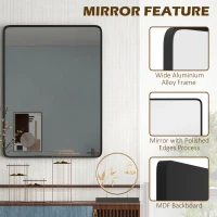 HOMCOM 36 x 24 Wall-Mounted Living Room Rectangle Mirror(m-5)