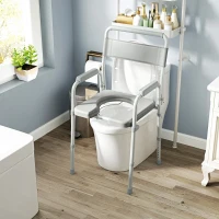 HOMCOM Bedside Commode Chair for Seniors, Adults, Handicap, Raised Toilet Seat with Arm, Adjustable Height, 331 lbs, Gray(m-8)