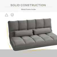 HOMCOM Recliner Sofa, Convertible Floor Sofa Chair with 2 Pillows, Adjustable Backrest and Headrest, Dark Gray(m-7)