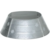 HOMCOM 26" Christmas Tree Base Cover, Christmas Tree Collar with Hollow Snowflake Pattern for Holiday, Party, Silver(m-2)