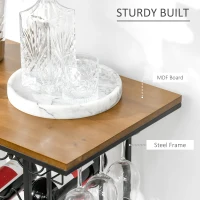 HOMCOM 24-Bottle Industrial Modern Wine Rack Table, Freestanding 6 Tier Wine Bottle Organizer with Glass Stemware Holder , Natural / Black(m-12)