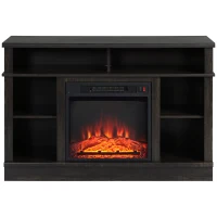 HOMCOM Electric Fireplace TV Stand Console for TV's up to 50", Living Room Storage Cabinet, Entertainment Center with Adjustable Shelves, 6 Cubby Storage and Cable Management, Espresso(m-12)