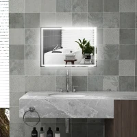 HOMCOM 32" x 24" Bathroom Mirror with LED Lights, Dimmable Makeup Mirror, Vanity Mirror with 3 Colors, Smart Touch(m-2)