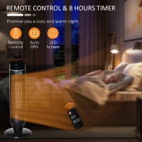 HOMCOM 2-In-1 Tower Heater, Indoor Electric Space Heater with Oscillation, Remote Control, 8H Timer, Three Heating Modes(High, Low, Fan), 750W/1500W(m-8)
