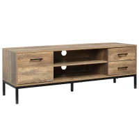 HOMCOM TV Stand for TV up to 50 Inches, Entertainment Center with Door, Open Storage and Drawers, TV Table with Steel Legs, Coffee(m-1)
