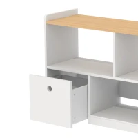 Qaba Toy Storage Organizer, Toy Organizers and Storage with 2 Movable Drawers and 3 Cubbies for Playroom, Nursery, White(m-12)
