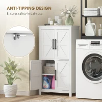 HOMCOM Bathroom Floor Storage Cabinet, Farmhouse Bathroom Cabinet with 4 Doors and Adjustable Shelf, White(m-6)