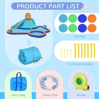 Outsunny 4 in 1 Kids Bounce House w/ Slide, Pool, Climbing Wall, Water Cannon, Blower, Carrying Bag for 3-8 Years(m-8)
