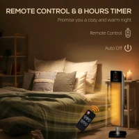 HOMCOM 2-In-1 Electric Space Heater, Oscillating Tower Heater for Indoor Use, with 3 Modes, 8H Timer, Remote, Tip-Over and Overheat Protection, 750W / 1500W, Black(m-18)