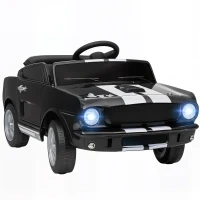 Qaba Licensed Ford Shelby GT 350 Kids Ride On Car with Remote Control, Adjustable Speed, MP3, Smooth Start, LED Lights, Black(m-11)