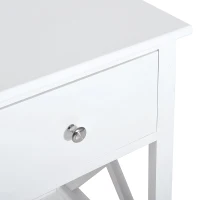 HOMCOM 22” Traditional Wood Accent End Table With Storage Drawer for Living Room, White(m-8)