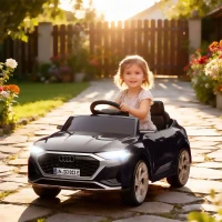 Qaba 12V Battery Powered Kids Electric Car, Audi Q8 etron Sportback Licensed Ride on Car w/ Remote Control, Black(m-8)