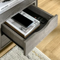 HOMCOM Industrial End Table with 2 Drawers and Open Shelf, Side Table for Living Room, Gray(m-9)