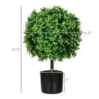 HOMCOM 2 Pack Artificial Tree Boxwood Topiary with Fruits, 20.75", White(m-3)