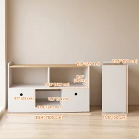 Qaba Toy Storage Organizer, Toy Organizers and Storage with 2 Movable Drawers and 3 Cubbies for Playroom, Nursery, White(m-3)