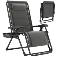 Outsunny Zero Gravity Chair, Reclining Outdoor Lounger Chair with Cup Holder, 400 LBS Capacity, Dark Grey(m-9)