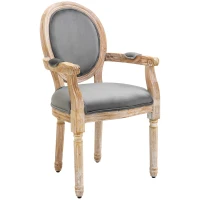 HOMCOM Vintage Dining Chair with Round Back, Thick Sponge Padded Seat and Section Armrest with Wood Frame, Gray(m-1)