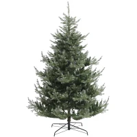 HOMCOM 6' Artificial Wide Christmas Tree Holiday Décor, with Easy-to-Shape Branches, Auto Open, Steel Base, Green(m-1)