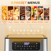 HOMCOM 10.5 Quart Air Fryer Oven with 8 Preset Cooking Menus, 1500W Air Fryer Toaster Oven, Countertop Convection Oven with 9 Accessories, Non-Stick Coating, Digital LED Screen(m-12)