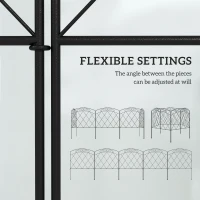 Outsunny 5 Pack Garden Fencing for Yard, Decorative Fence Panels as Flower Edging, Swirls Black(m-5)