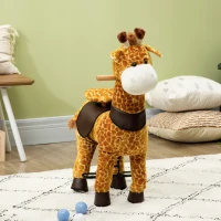 Qaba Baby Stuffed Giraffe Rocking Horse Toy for Girls and Boys, Zoo Animal Plush Ride-on Toy with Soft Feel, Interactive Toy for Kids, Giraffe Gifts for Kids(m-10)