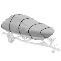Outsunny 20-21 Ft Trailer Boat Cover, 3000mm Waterproof Universal Boat Cover with Quick-Fasten Buckles, Light Grey(m-9)