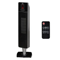 HOMCOM 2-In-1 Electric Space Heater, Oscillating Tower Heater for Indoor Use, with 3 Modes, 8H Timer, Remote, Tip-Over and Overheat Protection, 750W / 1500W, Black(m-21)