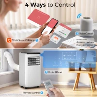 HOMCOM 8000 BTU Portable 4-in-1 Air Conditioner with Cool, Dehumidifier, Fan, Sleep, WiFi Voice Remote Control, White(m-6)