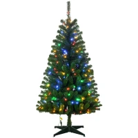 HOMCOM 5' Artificial Prelit Christmas Trees with Warm White or Colorful LED Lights, Auto Open(m-1)