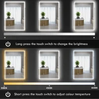 HOMCOM 32" x 24" Bathroom Mirror with LED Lights, Dimmable Makeup Mirror, Vanity Mirror with 3 Colors, Smart Touch(m-5)