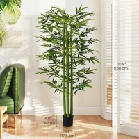 HOMCOM Indoor Fake Plants, Artificial Bamboo Tree with Adjustable Shape for Home Office Living Room Decor, Green(m-3)