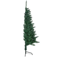 HOMCOM 5' Artificial Half Christmas Trees with Auto Open, Steel Base, for Indoor Xmas Décor(m-1)