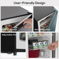 HOMCOM 7.0 Cu.Ft Upright Freezer, Compact Stand Up Freezer with 6 Adjustable Shelves, Reversible Door for Home Office, Black(m-7)