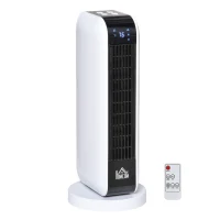 HOMCOM 1500W Ceramic Space Heater, 2-In-1 Oscillating Portable Heater with Three Heating Modes(High, Low, Fan), Timer, Remote Control, for Indoor Use, White(m-1)