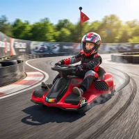 Aosom 12V Electric Drifting Go Kart w/ Slow Start, Music, Lights, Red(m-3)