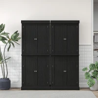 HOMCOM 72" Kitchen Cabinet, Pantry Storage Cabinet with Doors and Shelves, Freestanding Food Pantry Cabinet, Black Wood Grain(m-9)