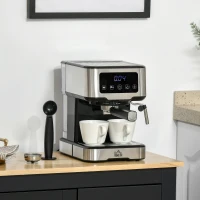 HOMCOM Espresso Machine with Milk Frother Wand, 15-Bar Pump Coffee Maker with 1.5L Removable Water Tank for Espresso, Latte and Cappuccino(m-10)