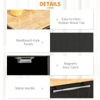 HOMCOM 41" Modern Rolling Kitchen Island on Wheels, Utility Cart Storage Trolley with Rubberwood Top & Drawers, Black(m-7)