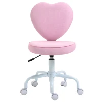 HOMCOM Heart Love Shaped Back Design Office Chair with Adjustable Height, Pink(m-1)