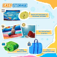 Outsunny 5 in 1 Inflatable Water Slide, Crocodile Style Water Park Bounce House Castle with Slide, Pool, Hoop, Water Cannon, Climbing Wall, Include Air Blower(m-8)