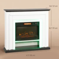 HOMCOM 41 Inch Electric Fireplace with Mantel, 1400W Fireplace Heater with Adjustable 3D Flame Effect, Black and White(m-3)