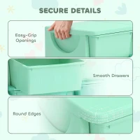 Qaba 3 Tier Kids Storage Organizer with 9 Drawers for Bedroom, Nursery, Kindergarten, Living Room, Boys and Girls, Green(m-6)
