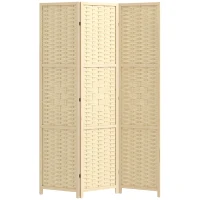 HOMCOM 3-Panel Room Divider, 5.6 FT Freestanding Folding Privacy Screen, Partition Wall Divider, Natural Wood(m-9)