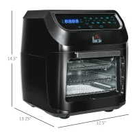 HOMCOM 12 QT Air Fry Oven, 8 In 1 Countertop Oven Combo with Air Fry, Roast, Broil, Bake and Dehydrate, 1700W with Accessories and LED Display, Black(m-3)
