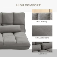 HOMCOM Recliner Sofa, Convertible Floor Sofa Chair with 2 Pillows, Adjustable Backrest and Headrest, Dark Gray(m-6)