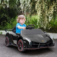 Aosom Lamborghini Veneno Licensed 12V Electric Kids Ride on Car with Remote for 3-6 Years, Black(m-10)
